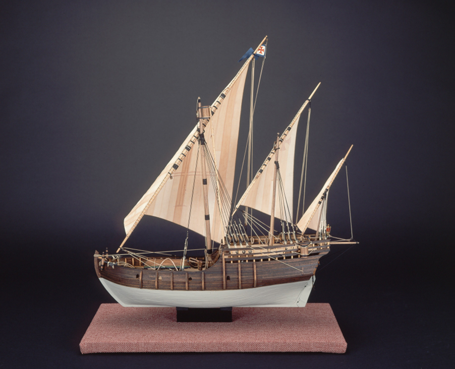 Model of a fifteenth-century Portuguese caravel with triangular lateen sails