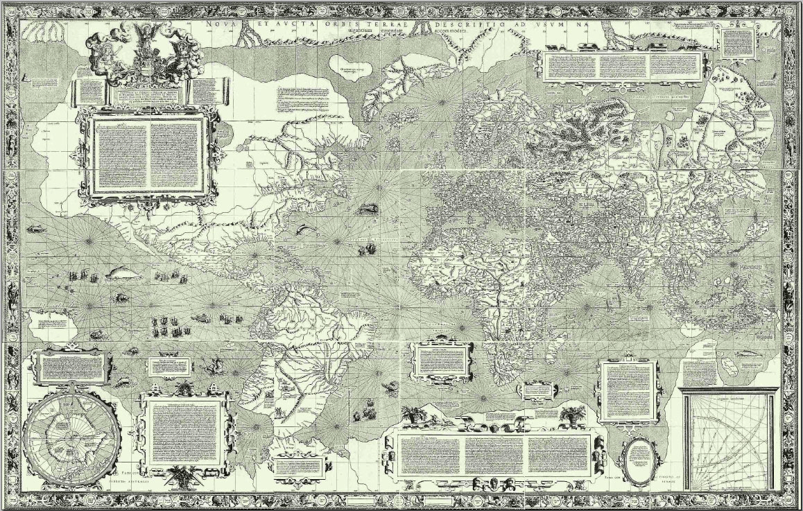 Gerardus Mercator's 1569 world map shown as a wide rectangular map