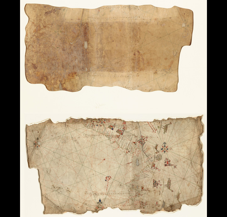 Sixteenth-century Spanish sailing chart of the Pacific coast from Central America to northern Peru